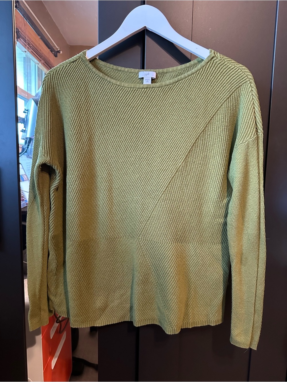 J. Jill Olive Green Scoop-Neck Knit Sweater